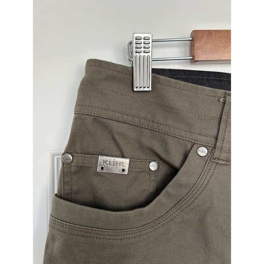 Kuhl Mens Kanvus Jean Pants Sz 33x31 Dark Khaki Stretch 5 Pocket Hiking Outdoor - Picture 4 of 13